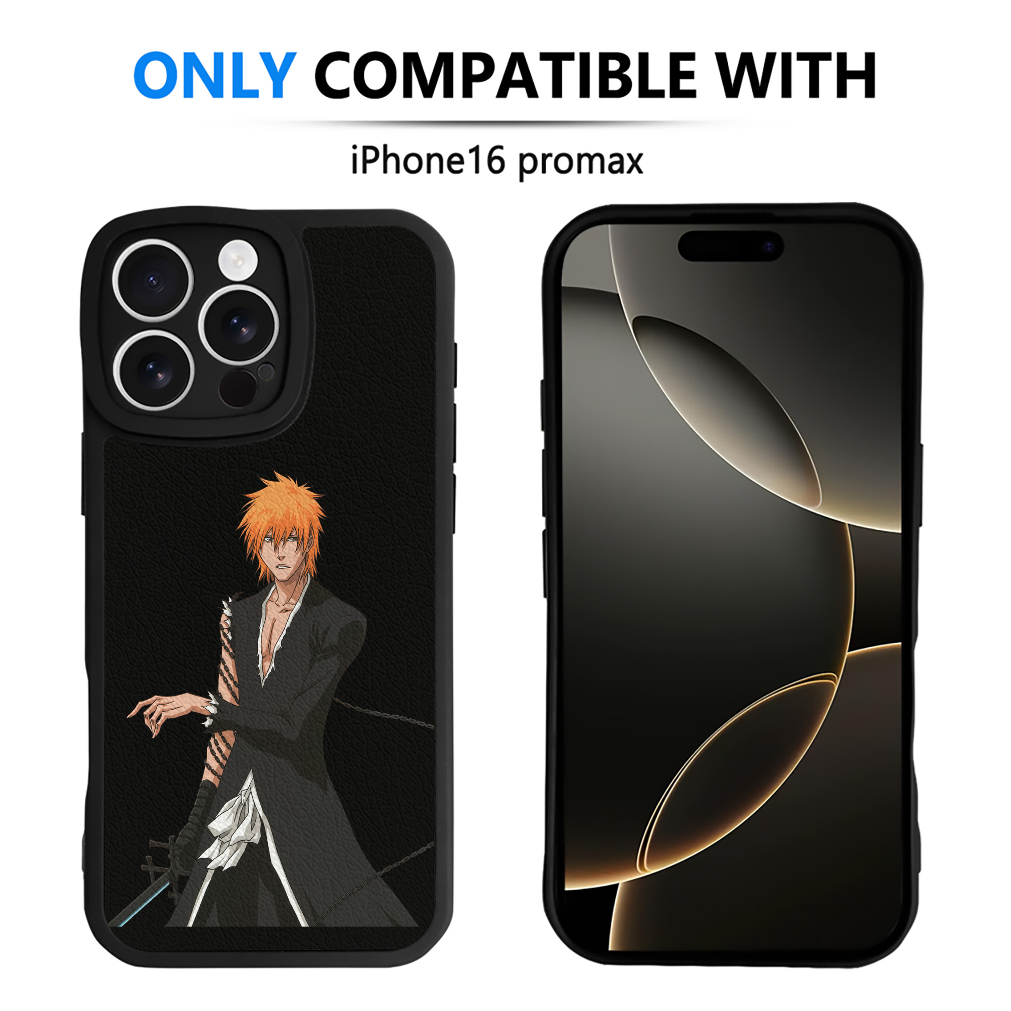 ブリーチ 黒崎一護（くろさき いちご）BLEACH Kurosaki Ichigo 【iPhone 16シリーズ対応】シリコンスマホケース（レザー調） 材質：シリコン